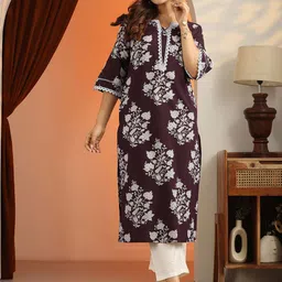 Libas Women Floral Printed Thread Work Kurta image 5