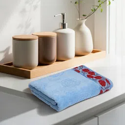 LIBERTY TOWELS Blue & Red Printed 450 GSM Bath Towel-picture-10