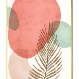 SAF Peach Colored & Brown Printed Wall Art image 2
