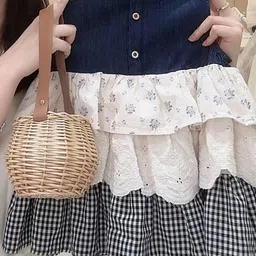 LULU & SKY Girls Checked Sleeveless Layered A-Line Dress image 3