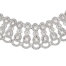 Anouk Silver-Plated Stainless Steel American Diamond Jewellery Set image 3