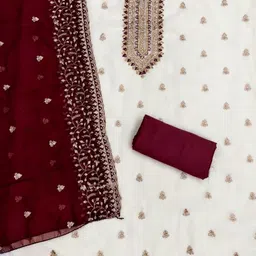 Nayanthara Trends Embroidered Unstitched Dress Material image 3