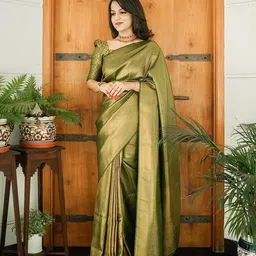 AMRUTKALA SAREES Ethnic Motifs Woven Design Zari Banarasi Saree-image-74