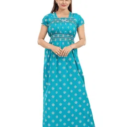 CINCO Women Printed Cotton Maxi Nightdress-picture-38