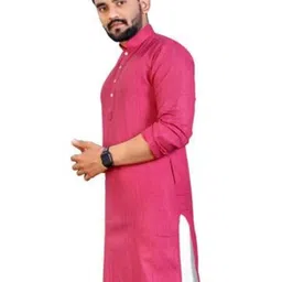AWM Men Cotton Solid Straight Kurta image 4