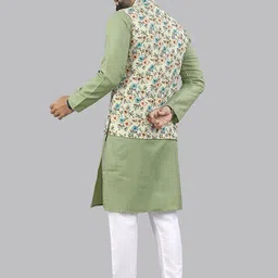 Leipzig Fashion Men Floral Printed Kurta with Pyjama Nehru Jacket image 5