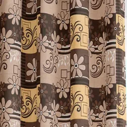 POORAK Brown & Yellow Floral Printed Sheer Door Curtain image 5