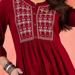 Sangria Embroidered Peplum Top image 5