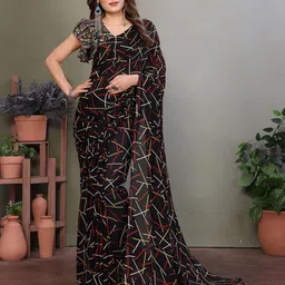 Moda Rapido Geometric Printed Poly Georgette Designer Saree-picture-30