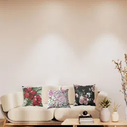 THEYAYACAFE Black & Pink Set of 3 Floral Velvet Square Cushion Covers-image-28