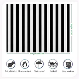 Jaamso Royals White & Black Striped Design Printed Self-Adhesive & Removable Wall Sticker image 5