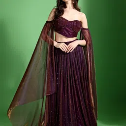 PURVAJA Embellished Beads & Stones Ready to Wear Lehenga & Unstitched Blouse-picture-30