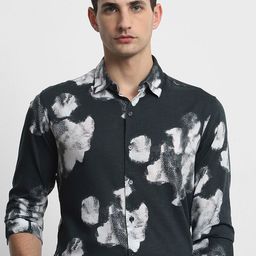 Mufti Men Slim Fit Abstract Printed Spread Collar Casual Shirt-picture-7