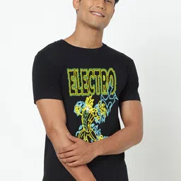 Bewakoof Official Marvel Merchandise Men Black Electro Graphic Printed T-shirt-image-96