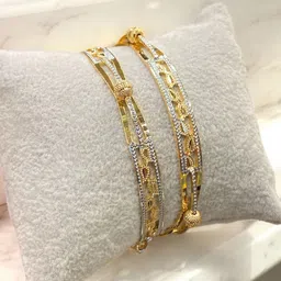 FAA FASHION Set Of 2 22Kt Gold-Plated Stones-Studded Bangles-picture-17