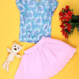 V-Mart Girls Printed Top with Skirt-image-93