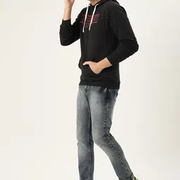 Campus Sutra Typography Printed Hooded Cotton Pullover Sweatshirt image 3