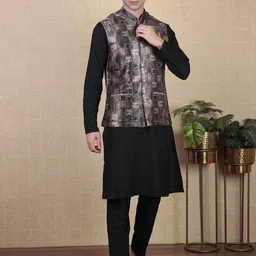 Koshin Printed Mandarin Collar Nehru Jacket image 5