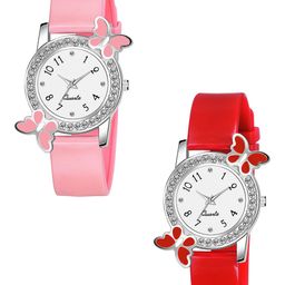 CSAMON Women Pack Of 2 Embellished Dial & Straps Analogue Watch BF Pink Red_F-picture-22