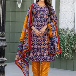 HERE&NOW Women Ethnic Motifs Printed Regular Kurta with Patiala & Dupatta-picture-16