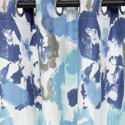 soumya Blue Floral Cotton 5 Ft Light Filtering Eyelet Window Curtain image 5