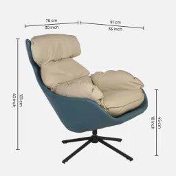 couch n co. Lazy Leatherette Swivel Lounge Chair in Beige Colour image 2