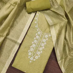 KALINI Floral Embroidred Beads & Stones Unstitched Dress Material-image-63