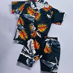 Moda Rapido Boys Floral Printed Shirt With Shorts-picture-46