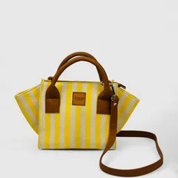 ATTAACHE ACCESSORIES Women Striped Structured Handheld Bag image 5