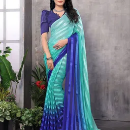 Moda Rapido Striped Printed Satin Saree With Unstitched Blouse Piece-picture-35