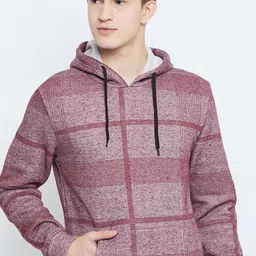 OPERATIVE Men Checked Hooded Sweatshirt image 4