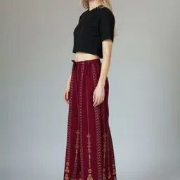 LASAFIYA Women Ethnic Motifs Printed Knitted Ethnic Palazzos image 2