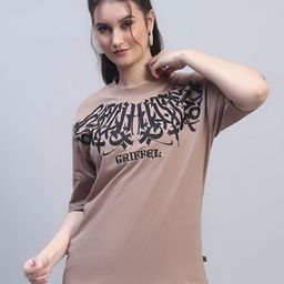GRIFFEL Women Printed Drop-Shoulder Sleeves Oversized Ultralite T-shirt-picture-46