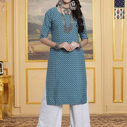 HERE&NOW Women Pack Of 3 Printed Round Neck Kurtas-picture-41