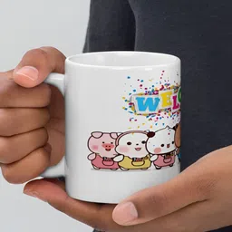 Mr UVD White & Purple Graphic Printed Ceramic Glossy Cups- 350 ml image 2