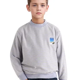 RARE ONES Boys Striped Round Neck Cotton Pullover Sweatshirt-picture-32