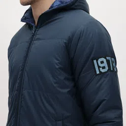 The Roadster Life Co. Abstract Printed Reversible Hooded Padded Jacket image 2