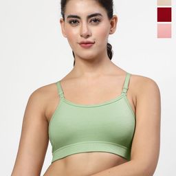 LILY Women Pack Of 4 Solid Full Coverage Non Padded Non Wired Workout Bra stropsazil-picture-22