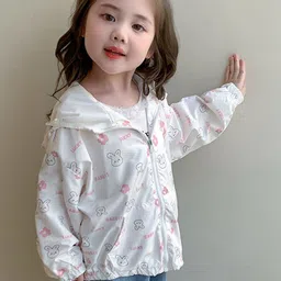 LULU & SKY Girls Cartoon Printed Hooded Open Front Jacket image 5