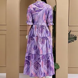 FIXOCRA Floral Print Puff Sleeve Crepe A-Line Maxi Dress image 5