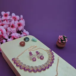 Anouk Rose Gold-Plated Stone-Studded Jewellery Set-image-16