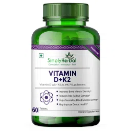 Simply Herbal Vitamin D3 With K2 as Mk7 Supplement, Plant Based Tablets, Strong Immunity & Bones, Blood Circulation, Supports Heart & Health for Men & Women (60 Veg Tablets)-image-43