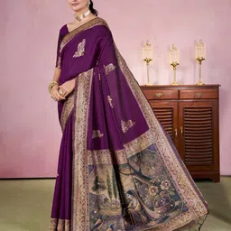 PAYAL CREATION Mirror Work Art Silk Maheshwari Saree image 2