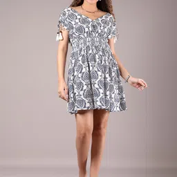LIMEROAD Floral Printed V-Neck Ethnic Dress-picture-25