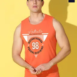 WOOSTRO Pack Of 2 Printed Combed Cotton Gym Vests -VWS26(98 ORANGE)(98 NAVY)-picture-40
