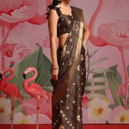 Mitera Tie and Dye Zari Silk Blend Sungudi Saree image 2