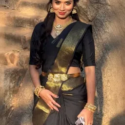 Ehaircare Woven Design Zari Saree With Blouse Piece image 3