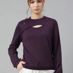 Latin Quarters Women Solid Round Neck Top-picture-21