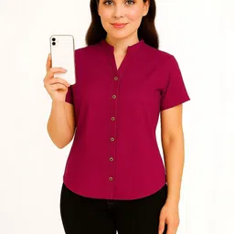 Rashmi Shree Creation Women Mandarin Collar Shirt Style Top image 4