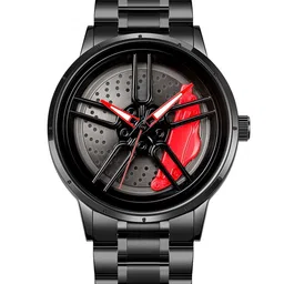 HDFCREATION Men Round Dial & Bracelet Style Straps Analogue Watch Spinner_4_Khado__Red-picture-13